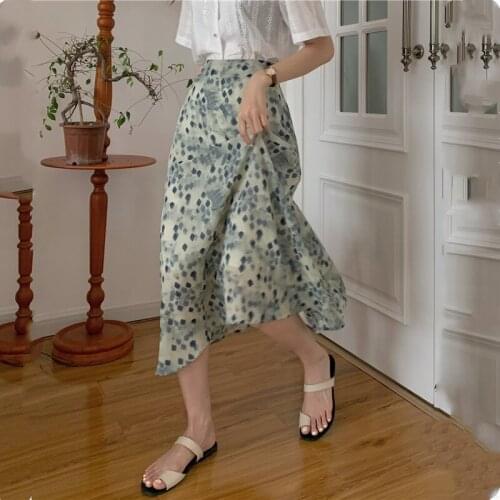 Womens Skirt Vintage Clothes Long Skirts White Harajuku Summer High Waist Streetwear 2021 Fashion flowy Spring Elastic Chiffon
