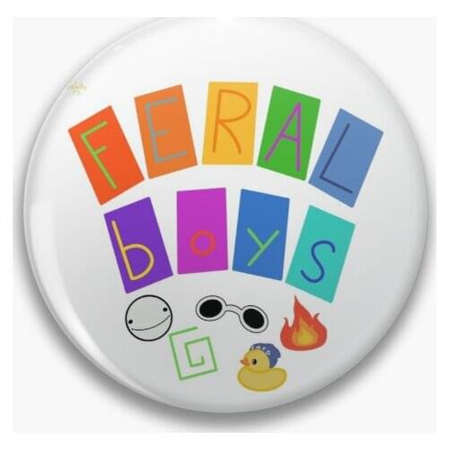 The Feral Boys Dsmp White Soft Button Pin Funny Jewelry Cute Metal Collar Decor Creative Lapel Pin Cartoon Badge Lover Fashion