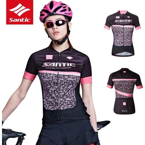 Santic Women Cycling Jersey Summer Short Sleeve Pro MTB Road Bike Jersey Breathable Bicycle Downhill Jersey Ropa Ciclismo