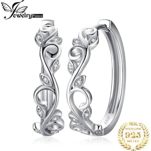 JewelryPalace Olive Branch Cubic Zirconia CZ Clip Earrings 925 Sterling Silver Earrings For Women Jewelry Making Gifts