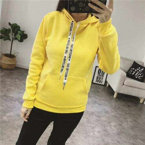 2020 Autumn Women Solid Hoodies Casual Female Hooded Sweatshirts Plus Size XXXL Street Wear Fall Winter Womens Pullovers Pockets