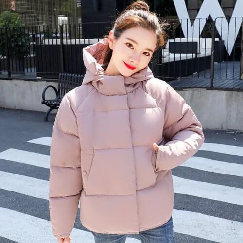 Winter Jackets Women 2021 Cotton Parkas Solid New Womens Hooded Winter Loose Cotton Padded Jacket