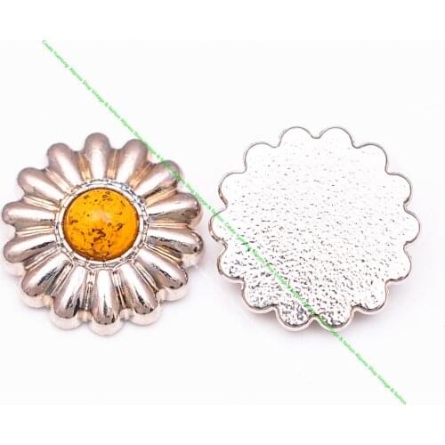 10x Metal SILVER Turquoise Flower LEATHERCRAFT DIY HANDCRAFT DECOR BELT BAG SHOES CONCHO FLAT BACK