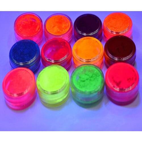 12 Bottles/Set 2 in1 Nail Acrylic Powder Kit Fluorescent Neon Pigment Luminous Bulk Professional Collection Acrylic Powder KY-5F