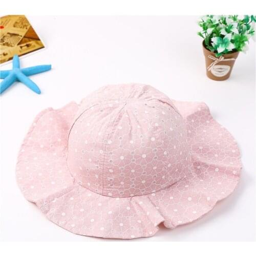 2019 Infant Summer Outdoor Baby Girl Visor Cotton Sun Cap Baby Hat Floral Prints Beach Bucket Hats Headwear Caps Brim Sun Hat