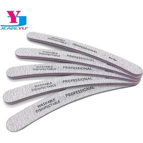 5pcs/lot Nail File 80/80 Nails Buffers Buffer Lixa Banana Style Nail Filer Grey Curved Nagelvijl Nails Accessoires Salon Tools