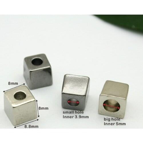 50 pcs / lot BELL-005 metal zinc alloy bell stoppers small square cord ends lock black/silver free shipping