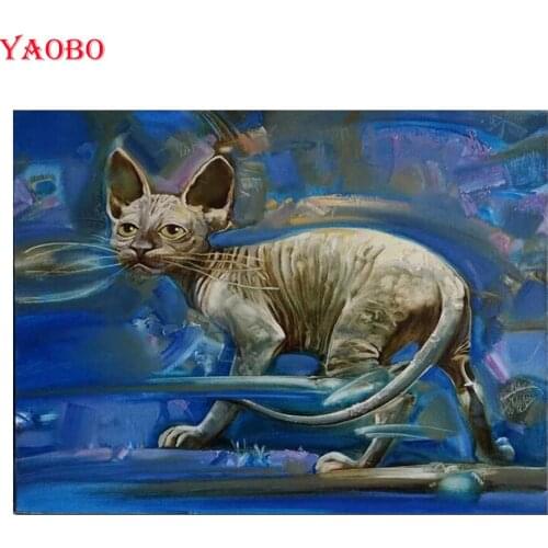 5D Diy Daimond Painting Sphynx Cat Diamond Embroidery Full Square round Drill Diamond Cross Stitch Christmas decoration for home