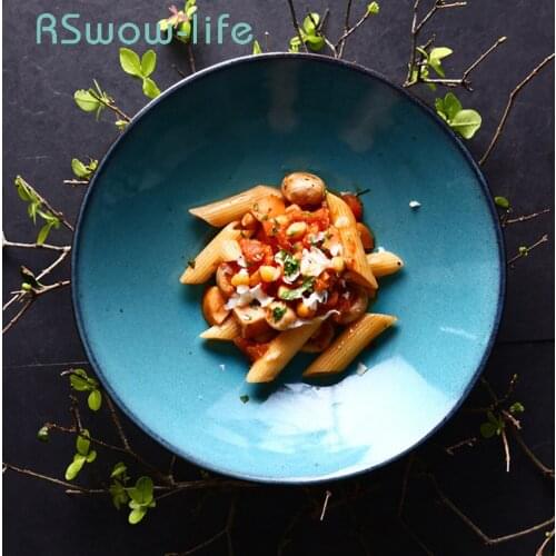 9-inch Ceramic Bowl Tableware Retro Western Food Large Household Noodle Bowls Shallow Soup Bowl Salad Bowls For Kitchen Supplies