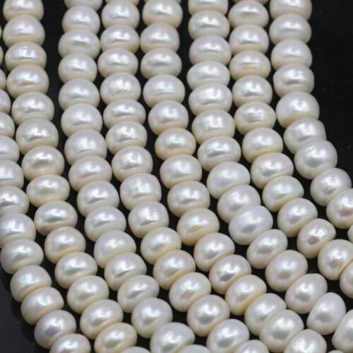 White Natural Freshwater Pearl Loose Beads for Jewelry Making 7-8mm Abacus Spacers Pearls DIY Necklace Bracelet 14.5inch A486