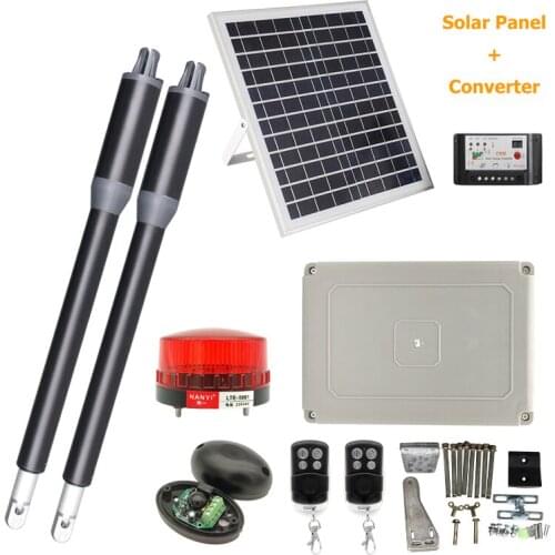 200KG Solar Energy Electric Swing Gate Opener Drive with Remote Control Solar Panel DC 24V Swing Door Motor Operator No Battery