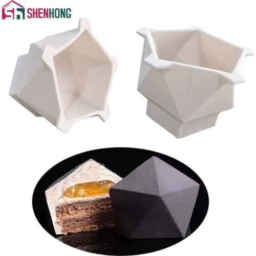 SHENHONG Geometry 3D Cake Mould Forms Cream Mold Silicone Mousse DIY Baking Cookie Fondant Bakery Brownie Homemade Home Party
