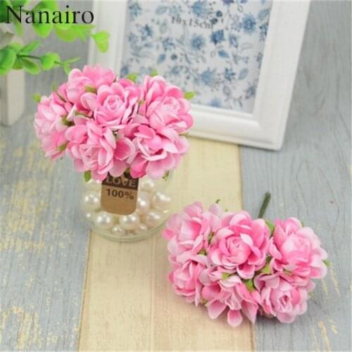 60pcs 3.5cm Daisy Silk Artificial Flower Bouquet For Wedding Party Decoration DIY Craft Supplies Scrapbooking Fake Flower