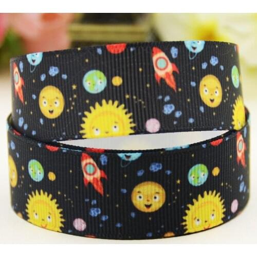 22mm 25mm 38mm 75mm Planets Cartoon pattern printed Grosgrain Ribbon party decoration 10 Yards X-04116