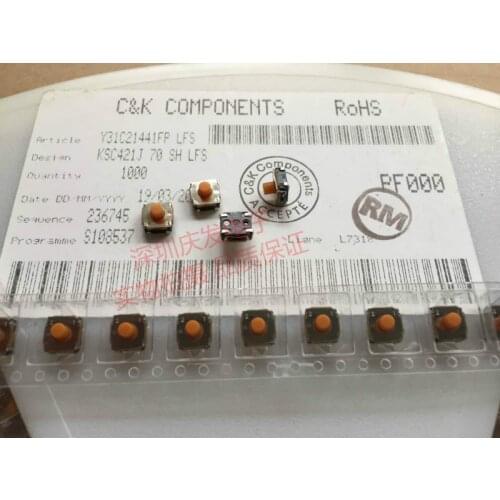 KSC421J imported France ITT touch switch 6*6*5 waterproof and dustproof soft silicone head new
