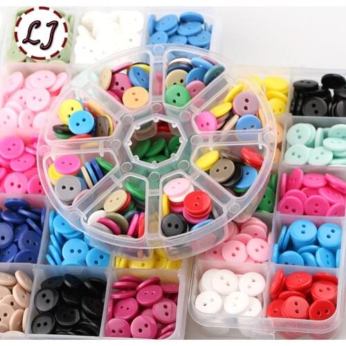 100pcs/lot Resin Sewing Button Round 2 Holes 11.5mm Dia accessory scrapbooking for child cloth Candy color DIY small button