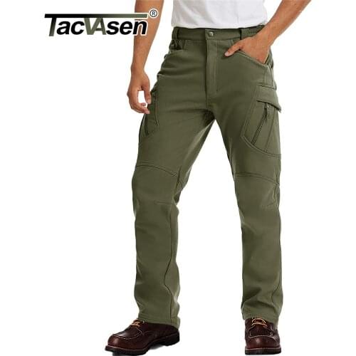 TACVASEN Mens Winter Fleece Pants Tactical Military Water Resistance Winter Outdoor Climbing Hiking Snow Pants Cargo Trousers