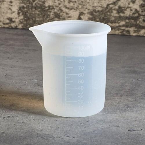 Silicone Resin Measuring Cup Tool Kit-Reusable 100ml Measuring Cup Silicone Sticks Transfer Straw for Epoxy Resin Mold