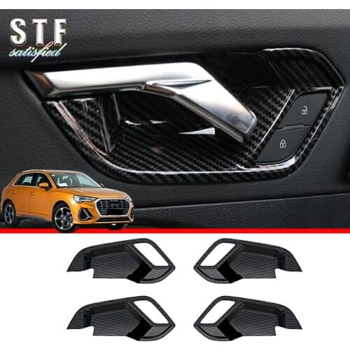 Carbon Fiber Style Interior Door Handle Cover Trim For Audi Q3 2019 2020