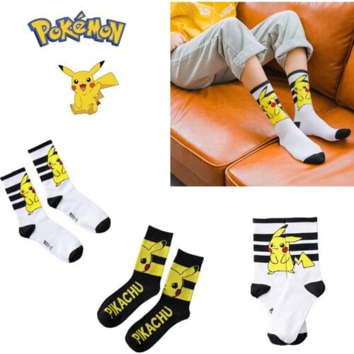 Pokemon Pikachu Breathable Sweat-absorbent Tube Socks Cartoon Anime Girls Socks High Quality Mens Fashion Street Socks