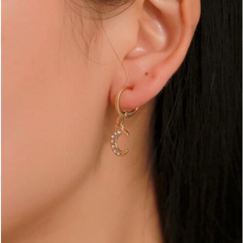 KaiMin 2021 New Fashion Classic Geometric Dangle Earrings Asymmetric Earrings Of Women Star Moon Female Jewelry Drop Earrings