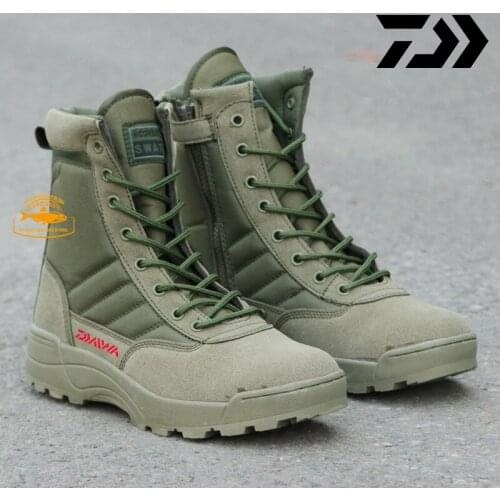 New Daiwa Fishing Shoes Fans Mens Boots Combat Boots Army Fans Outdoor Mountaineering Shoes High Top Tactical Boots Mens