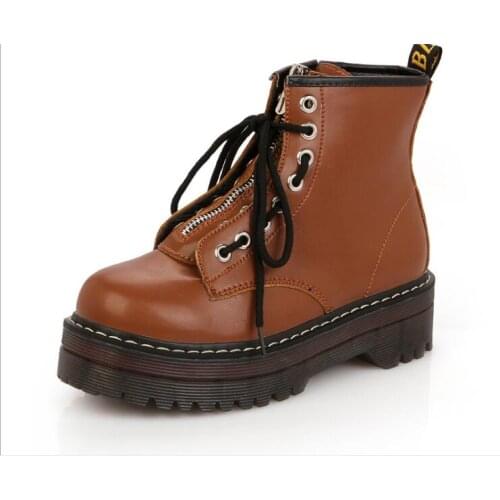 New classic Fashion Ankle Boots Winter Ankle Boots Pu Leather Women Boots Work Shoes Round Toe Lace-Up Women Shoes Black Female