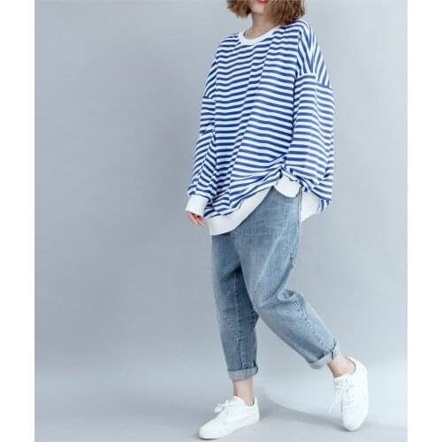 Striped Sweatshirts Pullover Womens Tops 2021 New Spring And Autumn Long-Sleeved Loose Hoodies Striped Moletom Feminino Casual