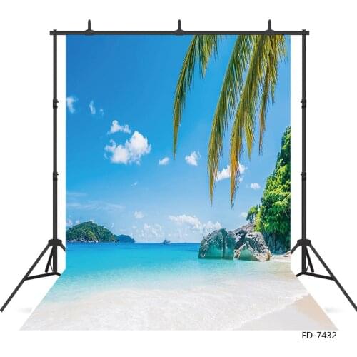 Seaside Beach Waves Palm Tree Baby Family Portrait Photography Backdrops Photocall Photo Background Studio Shooting Photozone