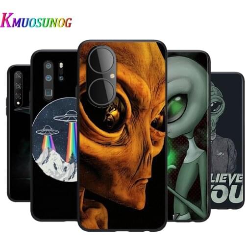 Silicone Cover Cute Alien UFO For Huawei P50 P40 P30 P20 Pro P10 P9 P8 Lite E Plus 2019 Phone Case
