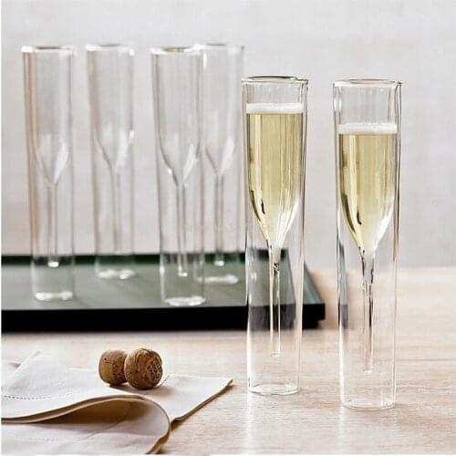 High grade creative personality transparent large double layer champagne goblet bubble glass cocktail glass