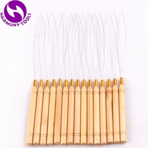 XUCHANG HARMONY 10 Pieces Regular Style Wooden Handle Micro Beads Pulling Loop Threader with Stainless Steel Wire