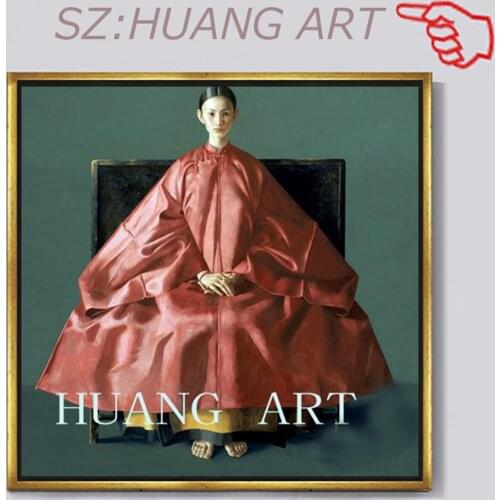 Lady in red clothes north Korea beautiful noble character oil painting decorated hall hall hotel collection of the high quality