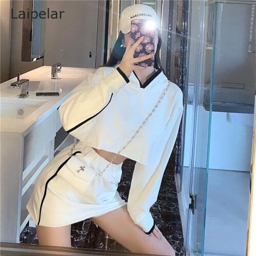2020 Womens Fashion Autumn Hooded Sweater Set Casual Hooded Sweater Loose Long Sleeve Top + Half-Length Skirt Fashion Set