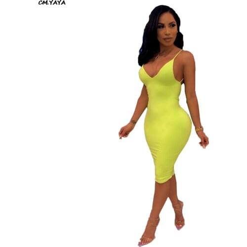 2019 women summer open back tie up spaghetti strap v-neck bodycon knee length midi dress night club party pencil dresses AL028