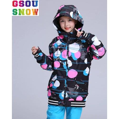 GSOU SNOW winter Kids Ski Jacket Girls Skiing Suit Children Snowboard Jacket Windproof Waterproof Thermal Coat Ski Clothing suit