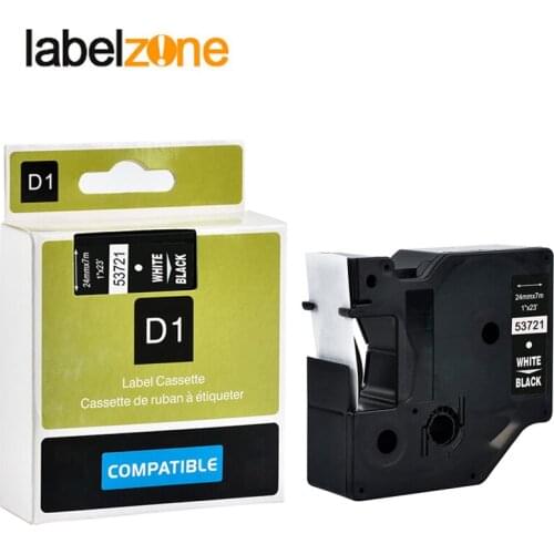 1 Pack 53721 White on Black 24mm*7m Laminated Label Tapes Compatible Dymo D1 24mm Label Printers for Dymo 24mm Label Makers