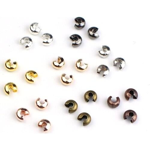 500pcs/lot Dia 3mm 4mm 5mm Copper Round Covers Crimp End Beads Stopper Spacer Beads for DIY Jewelry Making Findings Supplies