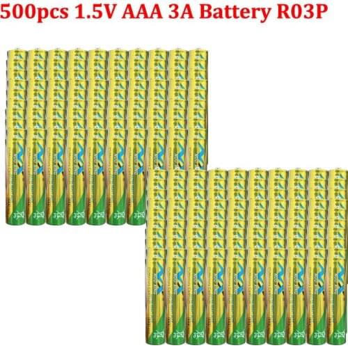 500Pcs R03P AAA Primary Battery Carbon Zinc Battery aaa 1.5V Equal To UM4 MN2400 LR03 SUM4 LR3 For Camera Radio Toys AAA 3A