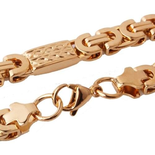 8MM New Arrive Gold Color 316L Stainless Steel Handmade Byzantine Chain Mens Womens Necklace Or Bracelet Wholesale Or Retail