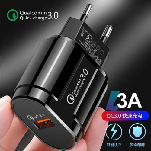 3A Quick Charge 3.0 USB Charger EU Wall Mobile Phone Charger Adapter for iPhone X MAX 7 8 QC3.0 Fast Charging for Samsung Xiaomi