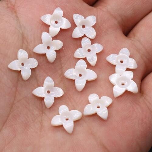 4pcs Natural Freshwater Flower White Mother of Pearl Shell Beads for Jewelry Making Necklace Bracelet Gift Size 12x12 14x14mm