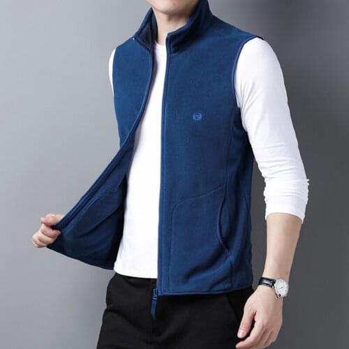 Hot Sale Man Polar Fleece Sleeveless Coat Male Spring Korean Zipper Cardigan Vest Fleece Sport Sweatshirt