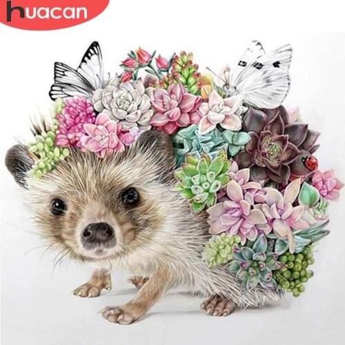 HUACAN DIY Paint With Diamonds Animal 5D Diamond Painting Mosaic Hedgehog Rhinestones Pictures Handicraft Home Decor