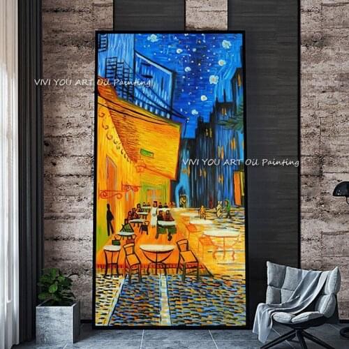 Colorful Beautiful Secret City View Blue Yellow Oil Painting Canvas Handmade Painting Home Decor Oil Painting Artwork