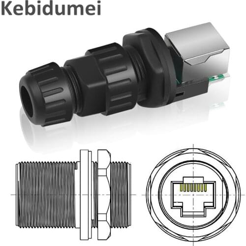 Kebidumei IP68 Waterproof RJ45 CAT5 CAT6 Cable Connectors M19 adapter Plug RJ45 socket Panel Mount For Ethernet LAN Network