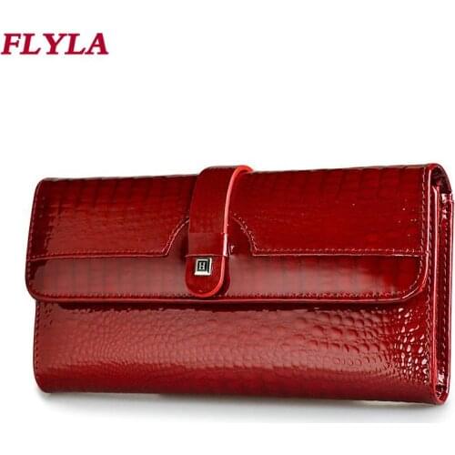 Crocodile Pattern Multi-card Position Clutch, Coin Purse, Genuine Leather Wallet for Women