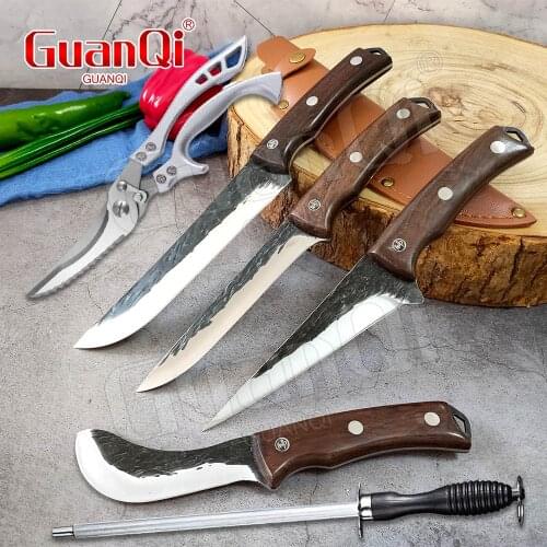 Forged Slaughter Boning Knife Stainless Steel Meat Cutting Knife Butcher Knife Handmade Slicing Cleaver Fish Knife Fillet Knife