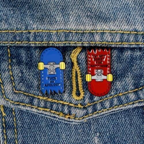 Creative Fracture Skateboard Alloy Dripping Brooch Enamel Pins Metal Broches for Women Badge Pines Metalicos Brosche Accessories