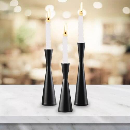 3Pcs/Set Matt Black Candlestick Holder Taper Candle Holder Centerpieces Decoration for Wedding Dinning Party